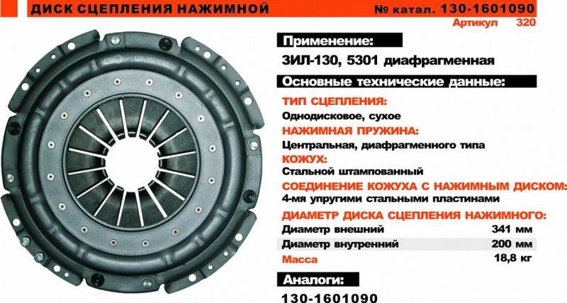 Диск сцепления нажимной с кожухом ЗИЛ (лепестковая корзина) 5301-1601090